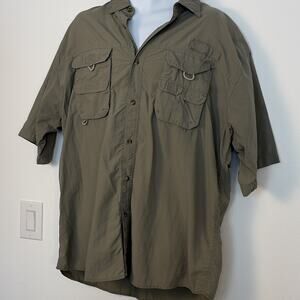 Rugged Earth Men’s 2XL Green Solid Short Sleeve Button-Up Point Collar Pockets